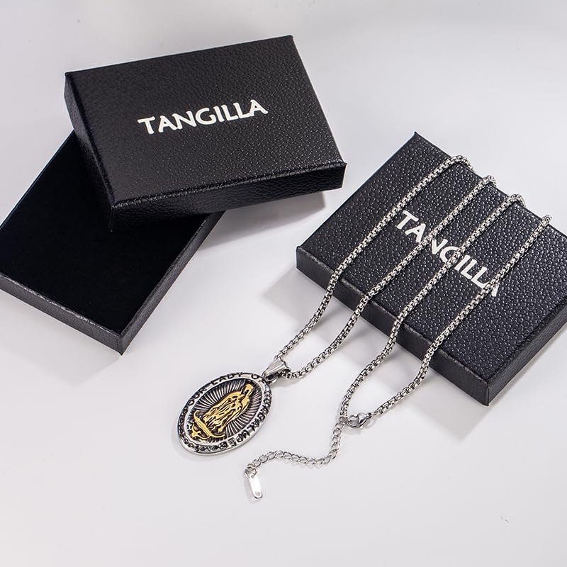 Virgin Mary Necklace for Men & Women Catholic Miraculous Medal Pendant Religious Jewelry with Our Lady of Grace Design 24+2″ Stainless Steel Chain Spiritual Protection Gift - Image 5