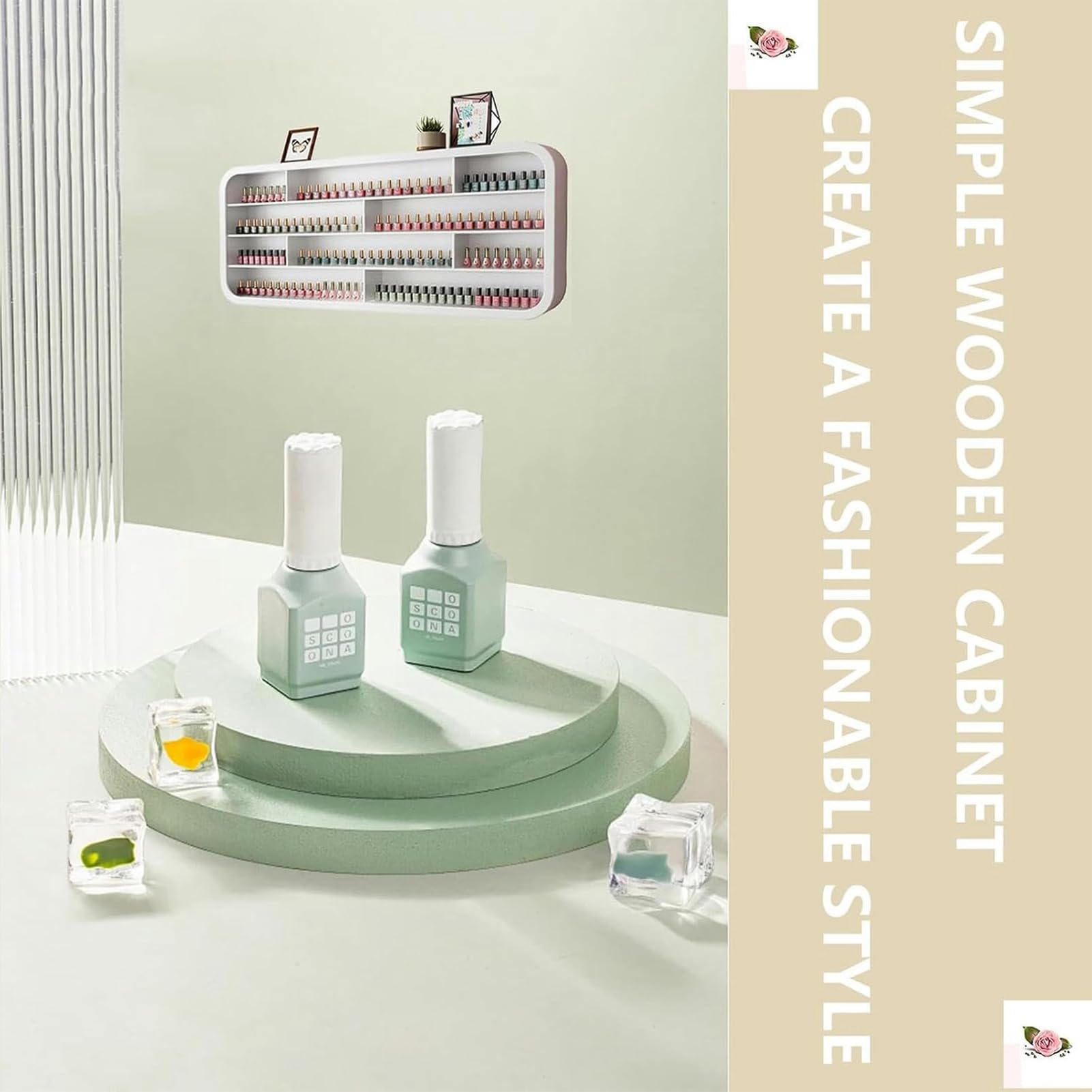 Organizador Esmaltes Uñas Pared Salón, Estante Rectangular Estación