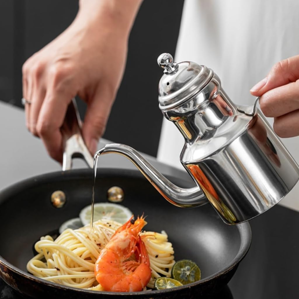 Stainless Steels Condiment Container Vinegar and Oil Dispenser with Long Spout