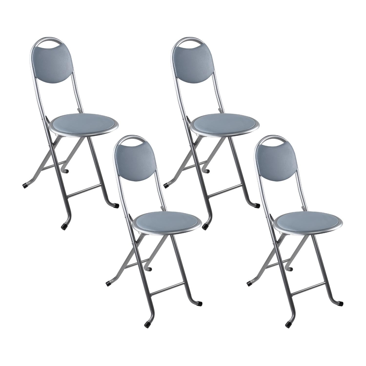 Pack 4 Taburetes Plegables con Respaldo 32x36x73.5cm 7house