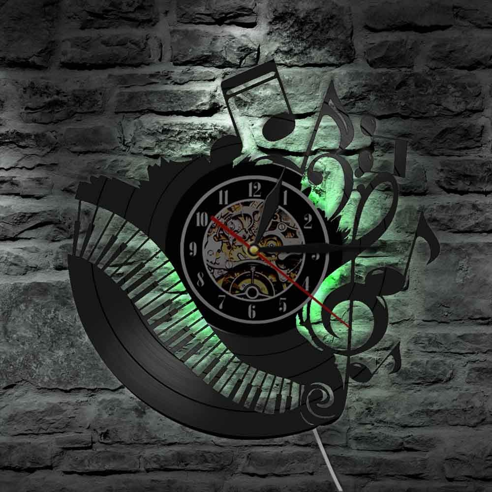 Dia 30cm Musica classica Orologio da parete in vinile da parete Note musicali Orologio da parete con grammofono Decorazioni per la casa Decorazioni per camerette Musicista Pianista Regalo per insegn