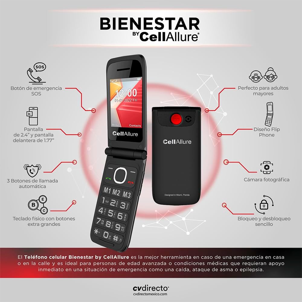 CELLALLURE Flip Phone features diagram