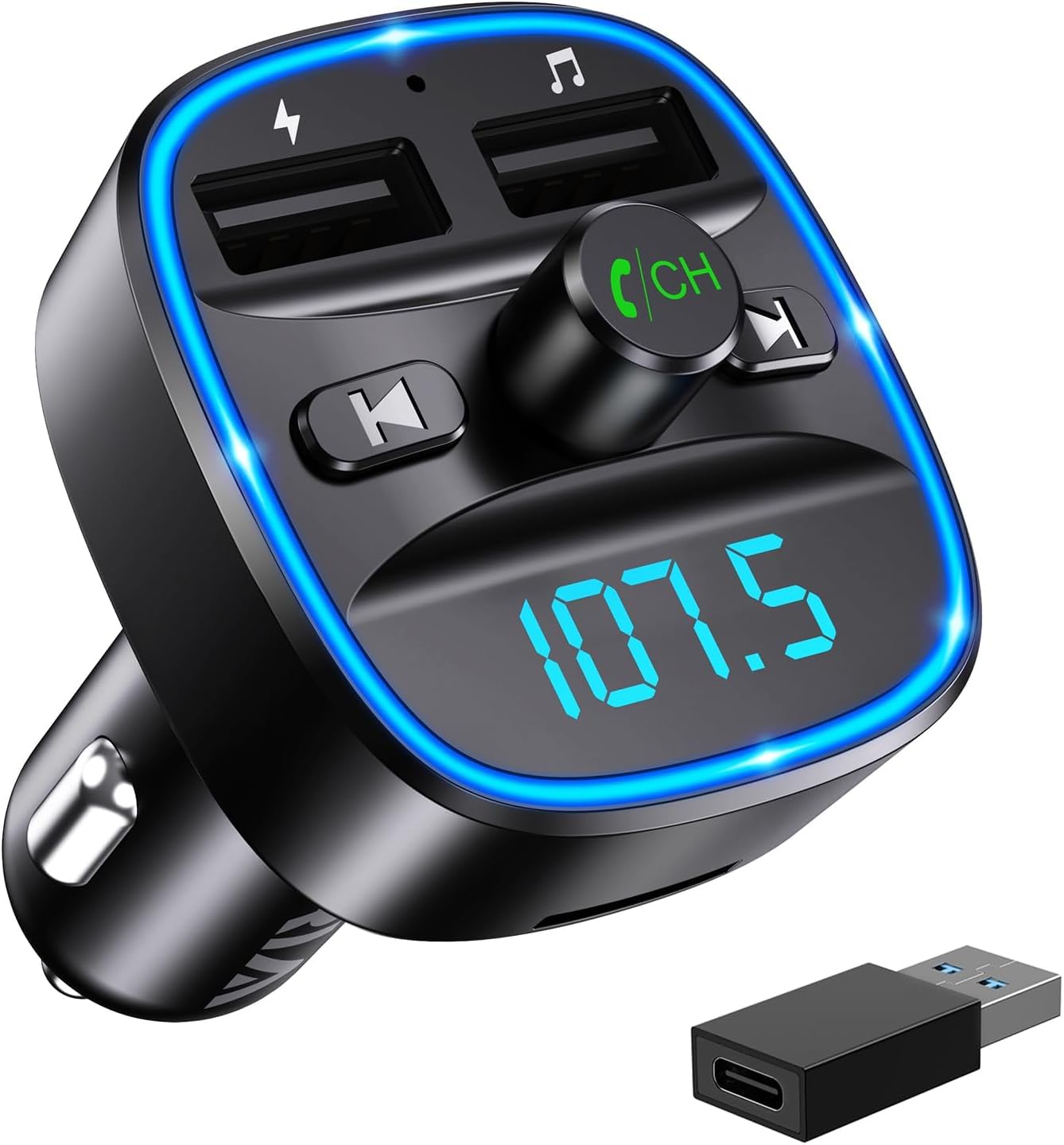 Trasmettitore FM Bluetooth 5.3 Per Auto - Con Caricabatteria QC3.0 E Doppia Porta USB | Supporta TF E USB - Foto 5