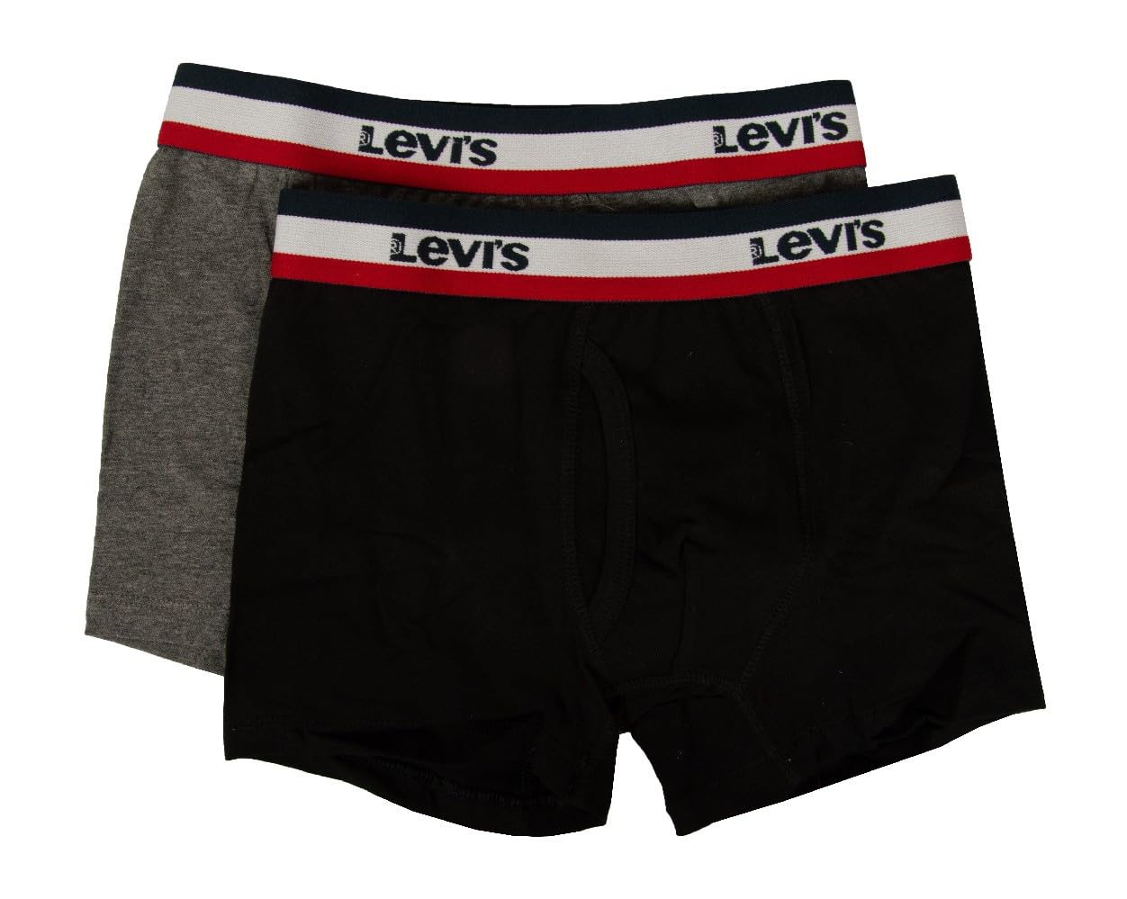 Levi's Boxer Bimbo Maschio Ragazzo Confezione 2 Capi Cotone Elasticizzato Elastico a Vista Articolo 9L0130, 023 Black - Grey, 8 Anni
