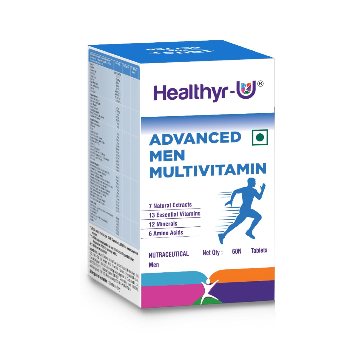 Healthyr-U Advanced Men Multivitamin| 13 Vitamins, 12 Minerals, 6 Amino Acids and 7 Natural Extracts| Health Supplement for Men for Energy, Metabolism, Immunity & Stamina (60 Tabs) (B0D3M4NJD3) Amazon Price History, Amazon Price Tracker