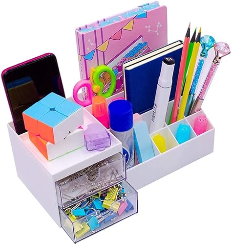 Miniatura 5 de Granvela Organizador de escritorio multifuncional  Caja de almacenamiento de mesita de noche con cajones para el hogar, la oficina y la escuela