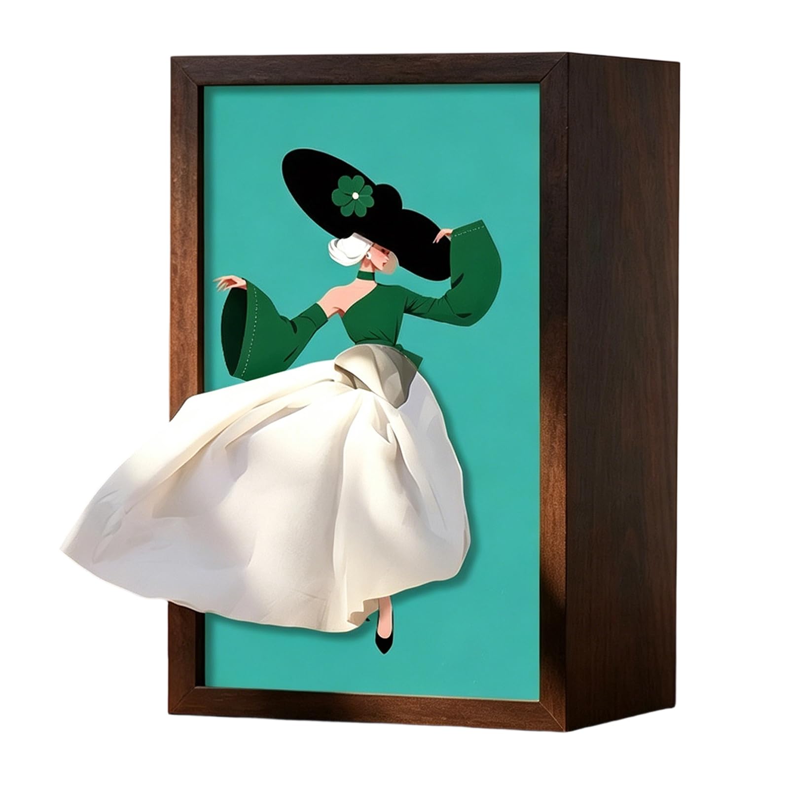 CRGANGZY Ballet Dancer Tissue Box, Ballet Girl Wood Tissue Box Decorative Desktop Organizer, Ballerina Wood Skirt Napkin Dispenser for Home Office Bedroom Bathroom Party Use