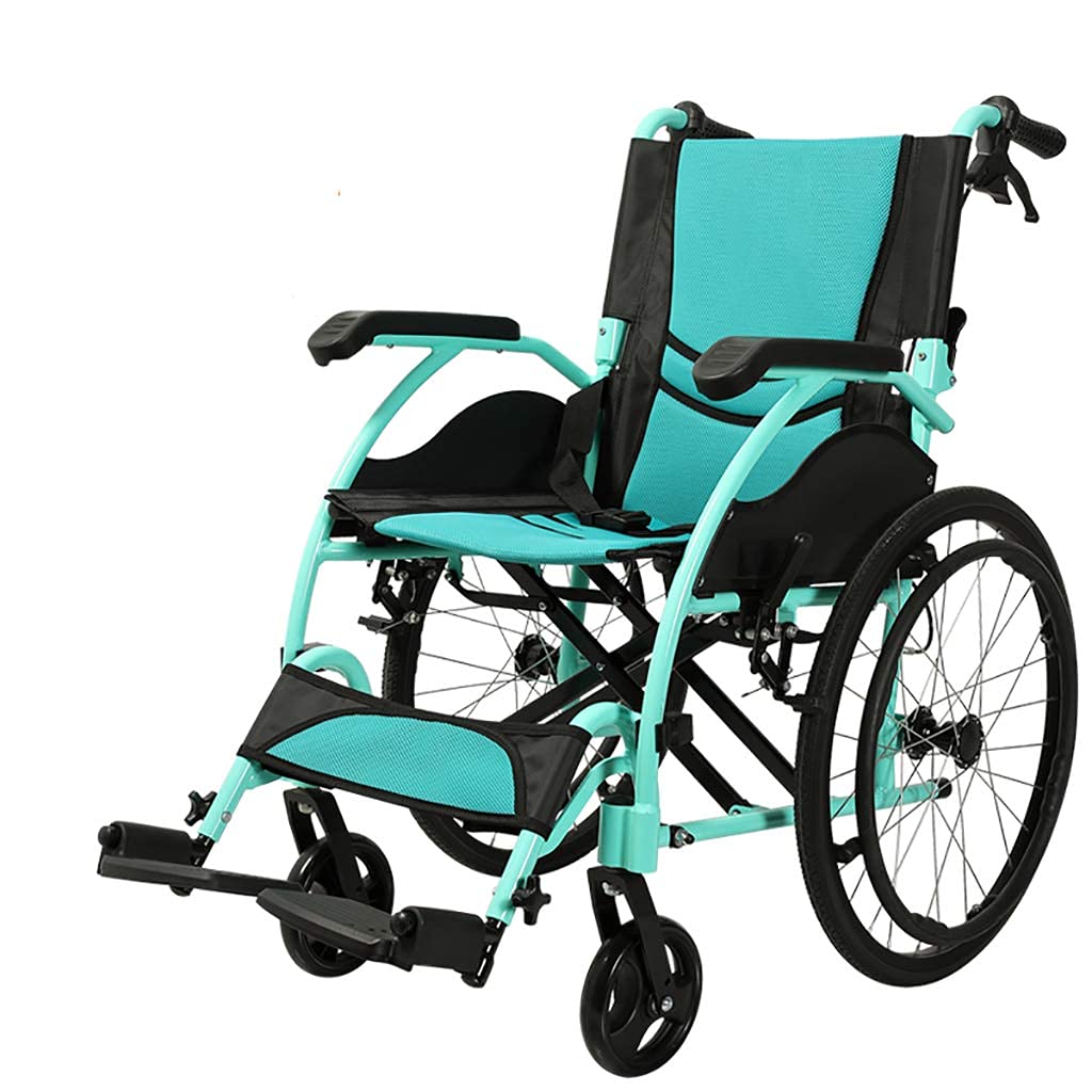 Silla de ruedas Manual plegable, freno de mano, marco de aluminio, ultraligera para adultos, carrito de Scooter para personas mayores con discapacidad