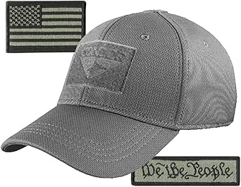 Condor Fitted Tactical Cap Bundle - We The People & USA Patches - Choose Size