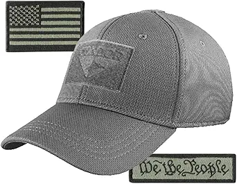 Condor Fitted Tactical Cap Bundle - We The People & USA Patches - Choose Size