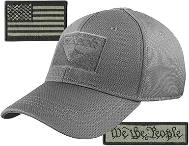 Condor Fitted Tactical Cap Bundle - We The People & USA Patches - Choose Size