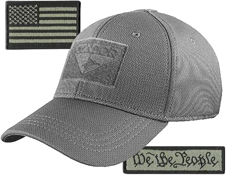 Condor Fitted Tactical Cap Bundle - We The People & USA Patches - Choose Size