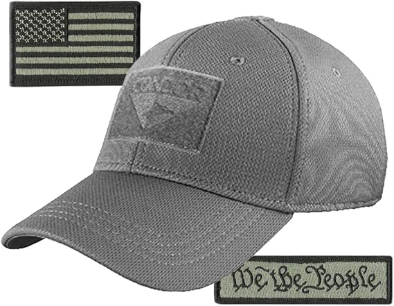 Condor Fitted Tactical Cap Bundle - We The People & USA Patches - Choose Size