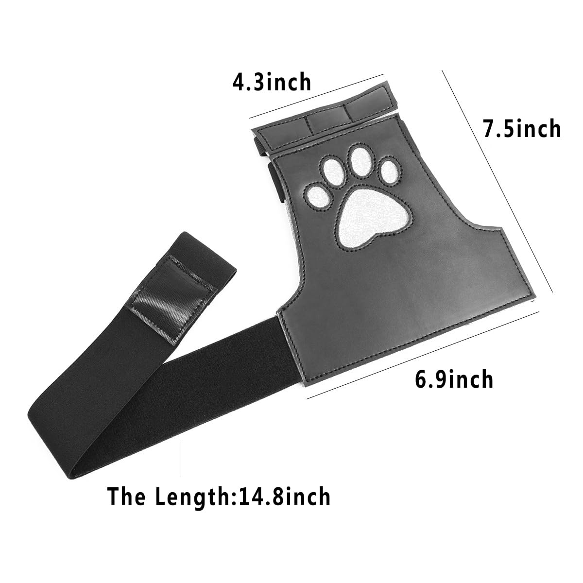 Dog Paw Crawl Glove PU Leather Paw Padded Mittens Halloween Christmas Costume Accessories: Black-white