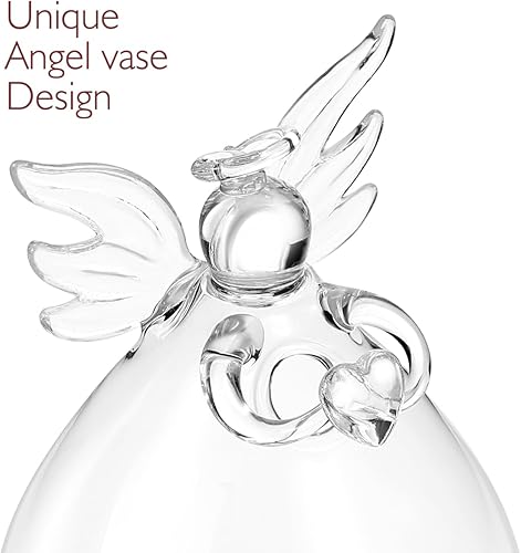 Miniatura 5 de Yardwe Jarrón creativo con arreglos florales  2 jarrones hidropónicos de vidrio transparente para plantas de interior, bonito diseño de ángel para