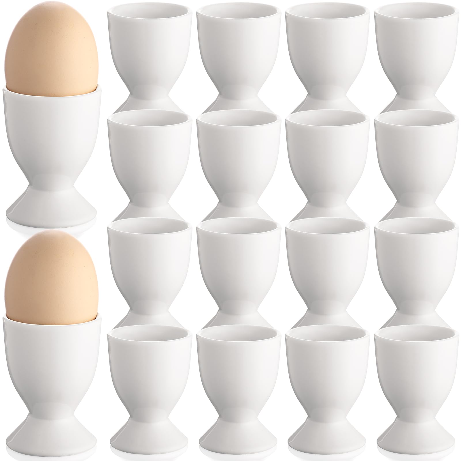 Vesici 18 Pcs Easter Ceramic Egg Holders Bulk Porcelain Boiled Eggs Display Stand Countertop Gift for Easter Party Table Decoration Home Breakfast Cooking