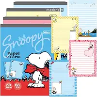Tilibra Bloco de Papel de Carta Snoopy, 17,7 x 24 cm, 50 Folhas Decoradas, Capas Sortidas, 1 UNIDADE