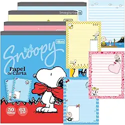 Tilibra Bloco de Papel de Carta Snoopy, 17,7 x 24 cm, 50 Folhas Decoradas, Capas Sortidas, 1 UNIDADE