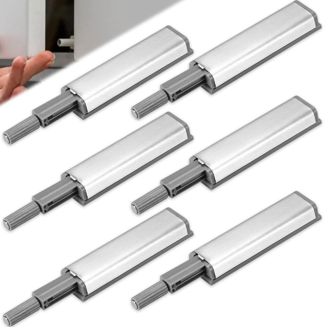 6 Pezzi Push Pull per Ante, Push to Open Chiusura Magnetica Ammortizzatori nascosta per porta, armadi, cassetti per camper, armadietti della cucina