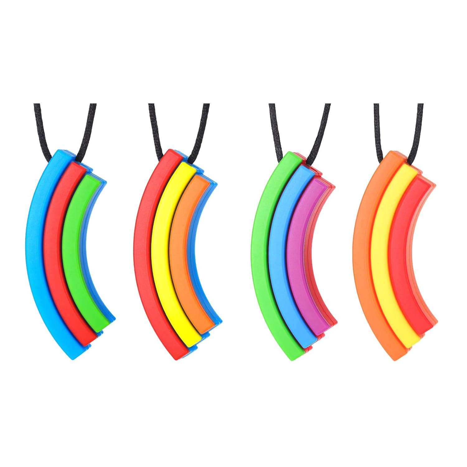 Chewy Necklace Sensory, Seeway Rainbow Bridge Chew Necklaces for Sensory Kids, Sore Gums Pain Relief, Silicone Chewy Teether Oral Motor for Autism, Teething, Anxiety, Biting Needs