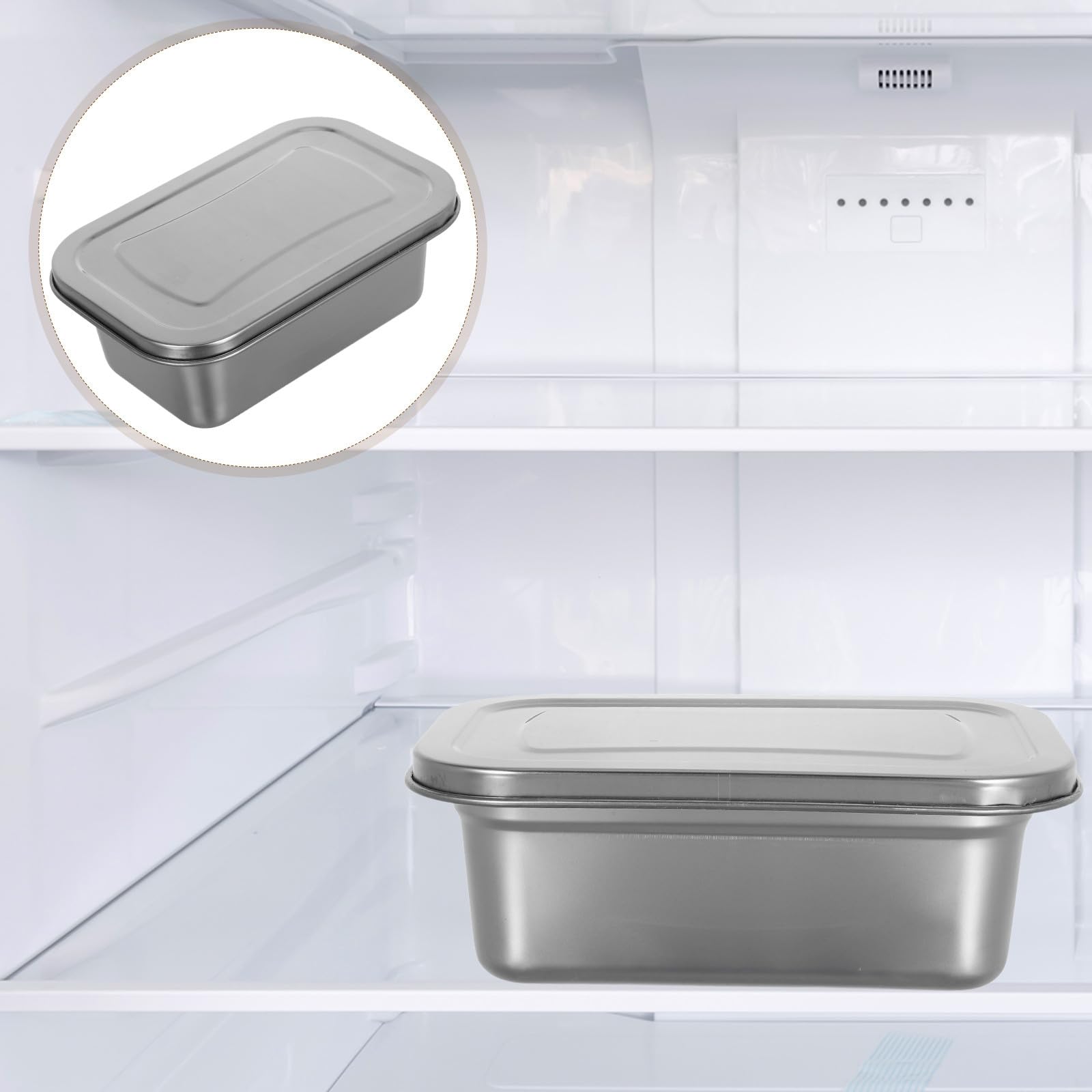 Contenitori Gelato in Acciaio Inox da 1, 2L con Coperchio 2 Pezzi