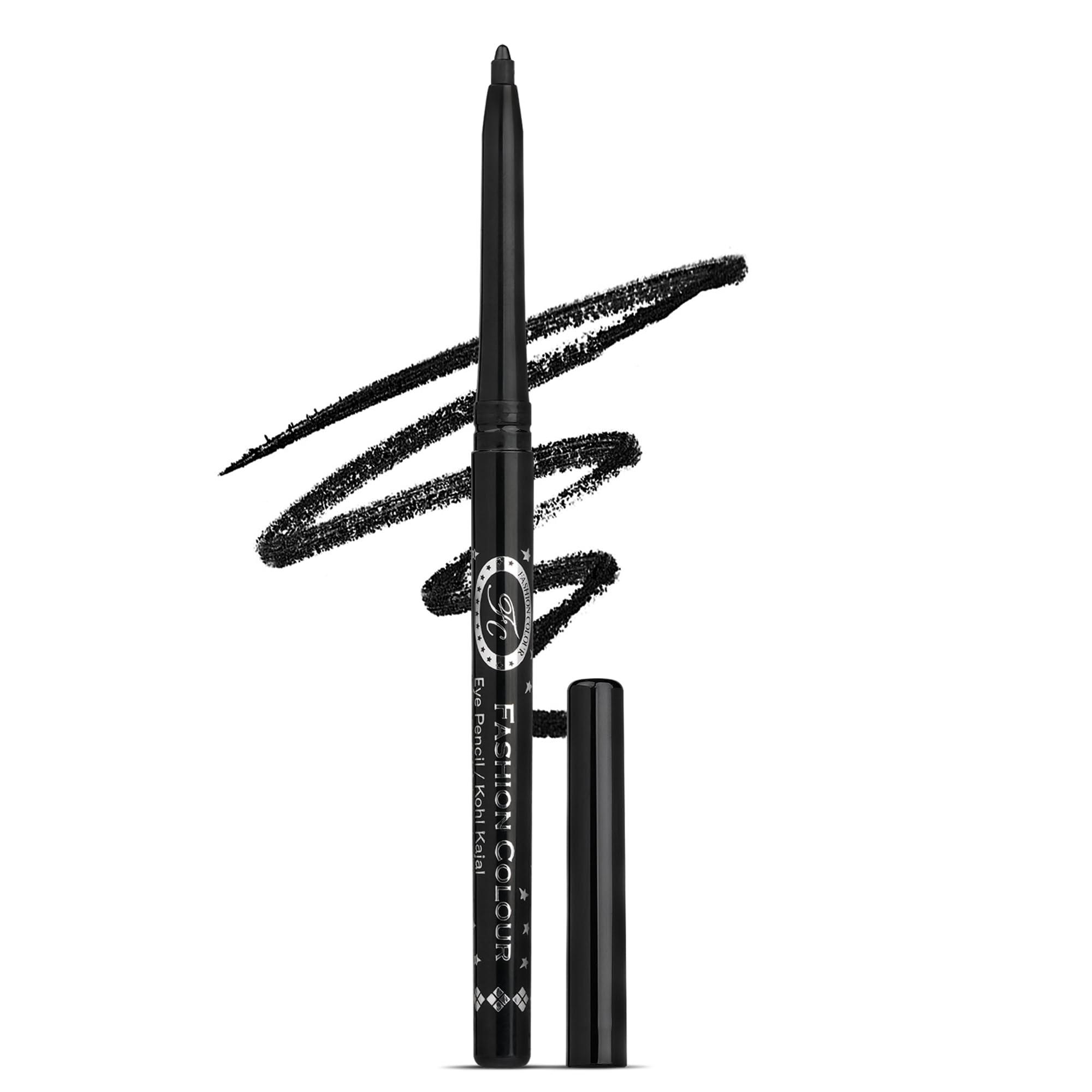 Fashion Colour Intense Kajal Eyeliner, Waterproof Smudge Proof Kohl Pencil, 12+ Hour Long Stay, Deep Black Eye Liner for Waterline, Soft Smooth Glide Retractable Eye Pencil for Women-image-18
