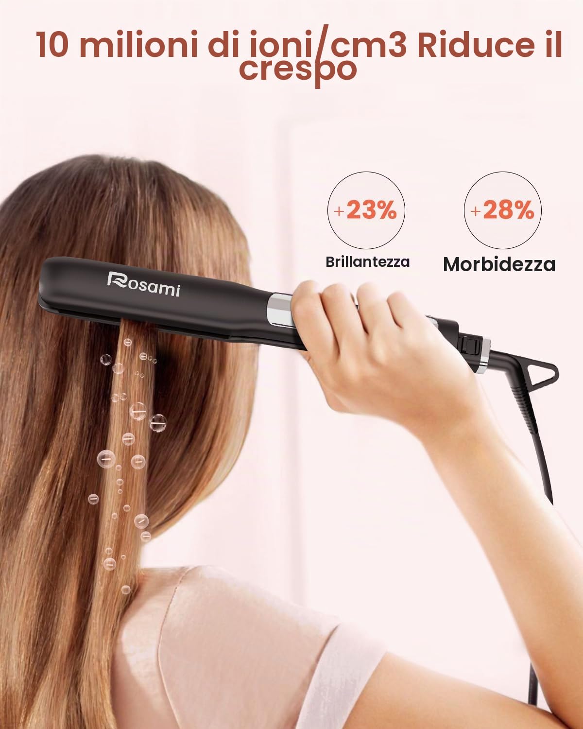 Piastra per Capelli 2 in 1 al Titanio, Ionica e Ultra Lucente, Riscaldamento Rapido 20s, Display LCD, Per Lisciare, Arricciare e Onde Perfette (Argento)