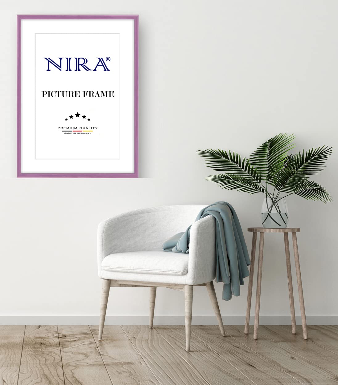 NiRa Massiv Holz Bilderrahmen Schmal 59,4 x 84,1 cm DIN A1 in Alt-Rosa Hochglanz | Farbe und Größe wählbar | Rahmen für Poster | Puzzle | Foto collage HD124