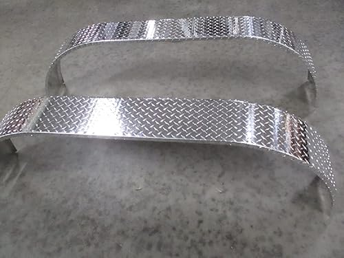 Miniatura 3 de (2) Guardabarros tándem de aluminio con placa de banda de rodadura para remolque de carga de 66 pulgadas de largo, 18 pulgadas de alto, 9 pulgadas