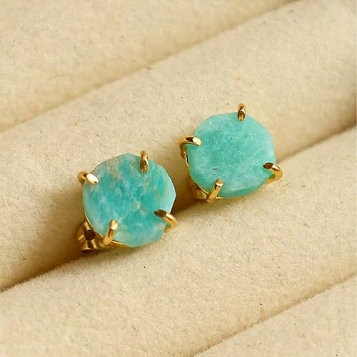 Miniatura 69 de Gempires Natural Raw Prong Setting Stud Earrings, 8-10 mm Crystals Earring, Handmade Jewelry, Gift for Her
