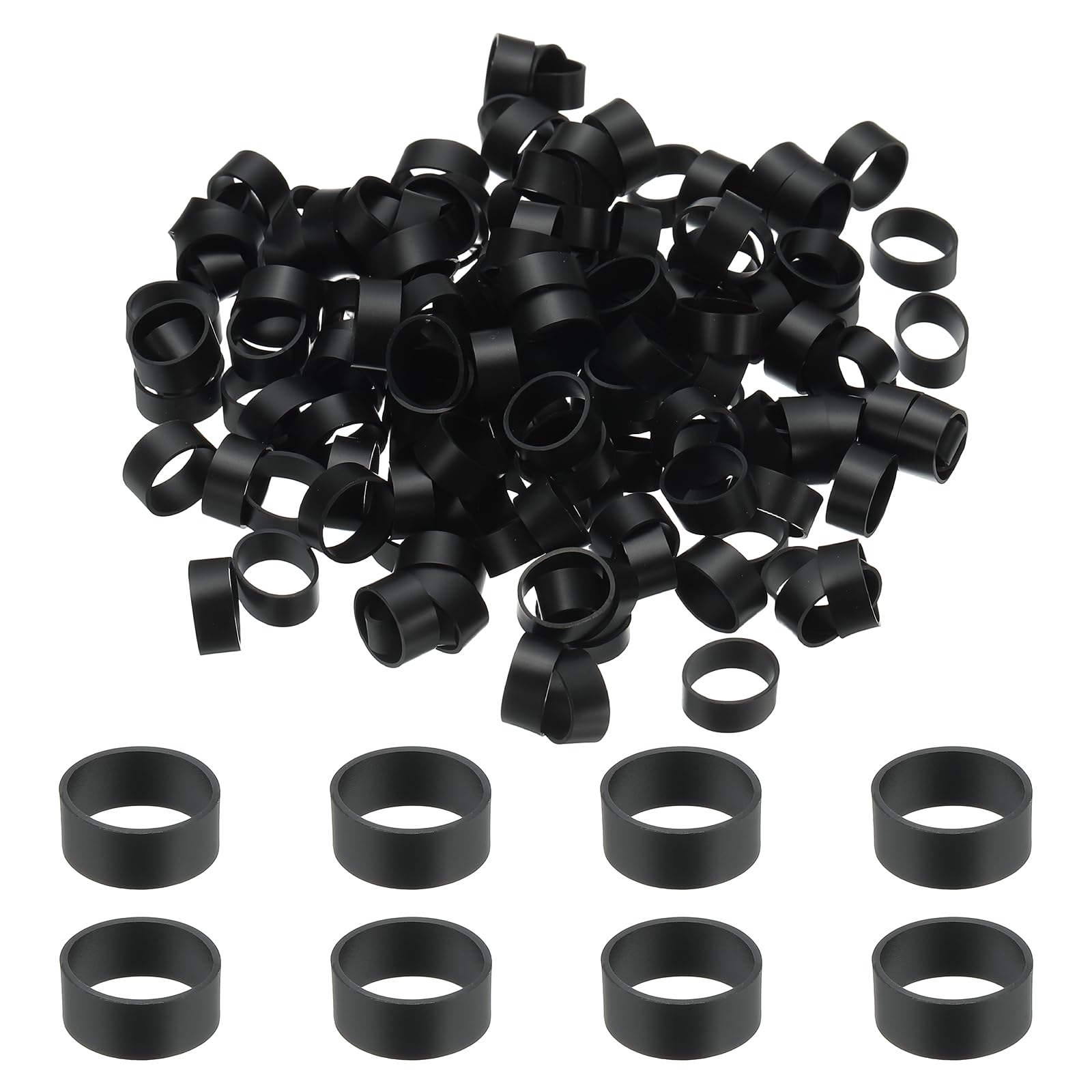 PATIKIL 250Pcs Silicone Cable Ties, 10mm Heavy Duty Small Strong Rubber Bands Silicone Rubber Bands for Cord Management Home Office Organization, Black(16x5x0.6mm)