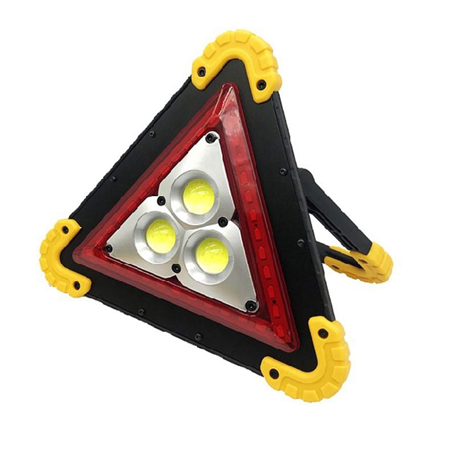 Yiuo 20W COB Emergency Lamp, Multi-function Triangle Warning Lights, Rechargeable or Battery Operated, Car Repair Work Light with Power Bank Function for Camping, Garage (2×18650 Batteries Included)