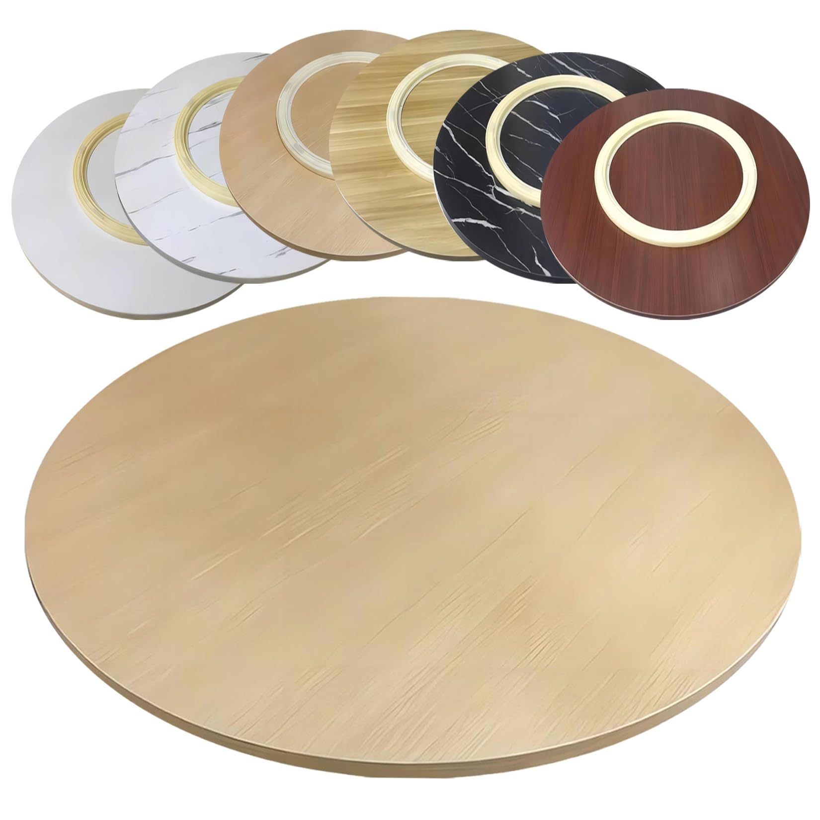 ESOYAWE Table À Manger Plateau De Service Ø 50-100 Cm Plateau Rotatif en Bois Rond, avec Base À Roulement Silencieux Grand Plateau Tournant Assiette De Service, pour Table À Manger De Cuisine