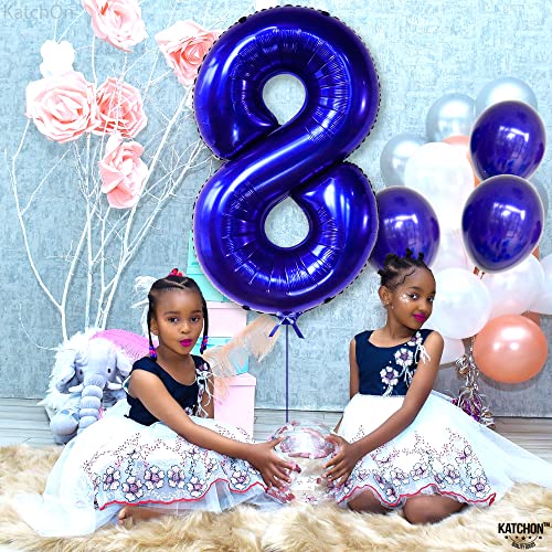Image of KatchOn Navy Blue Number 8 Balloon 40 Inch, 8th Birthday Decorations Boy