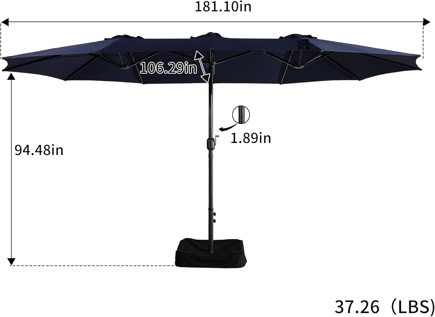 Boyel Living 15ft Patio Umbrella with Base Included Outdoor Double-sided Umbrella Extra Large Patio Umbrella