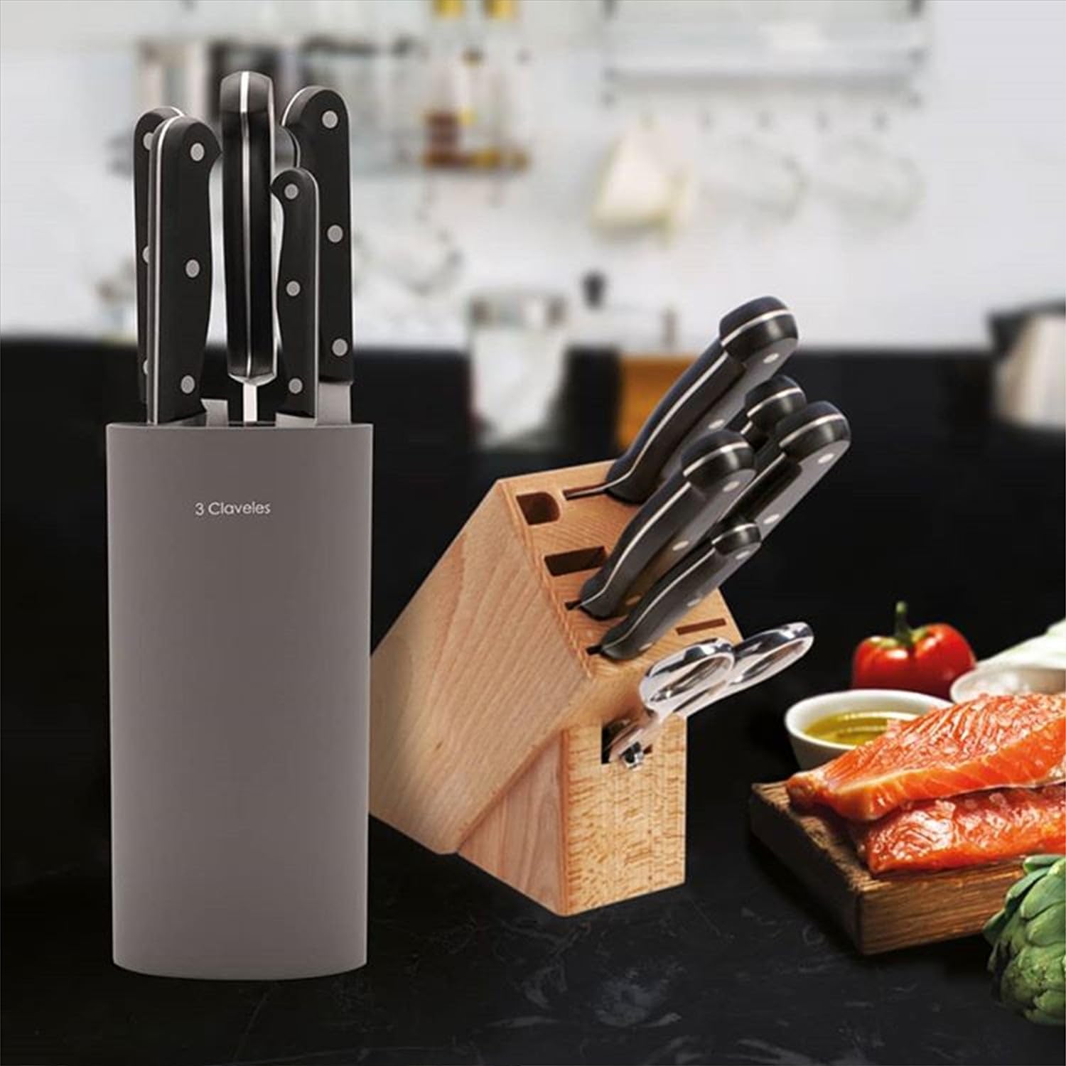 3 CLAVELES CUCHILLO JAMONERO ALVEOLADO I.Pom 24 cm - 9,5" D 3C