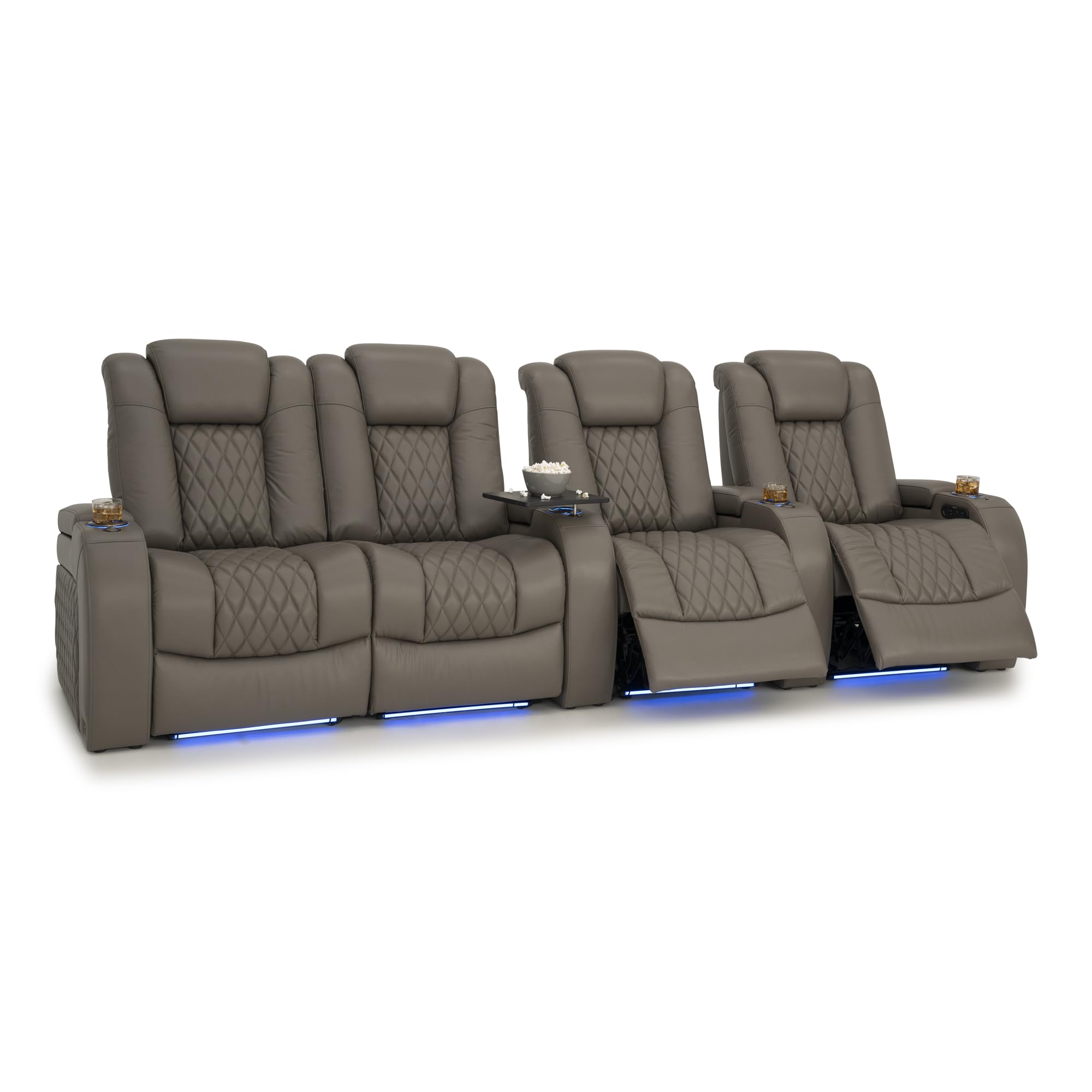 Seatcraft Diamante Home Theater Seating Gray Row of 4 Left Loveseat
