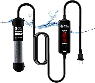AquaMiracle Upgraded 100W Small Aquarium Heater Fish Tank Heater Turtle Heater Super Mini Aquarium Heater, Dry-Run/Overheating Protection and Memory Function, Dual LED Display, for 10-20 Gal Tanks