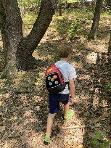 Daniel Tiger Sling Pack, Kids Red & Black Backpack, Trolley Patch, Keychain, Ages 3-5, 11x7x3 7