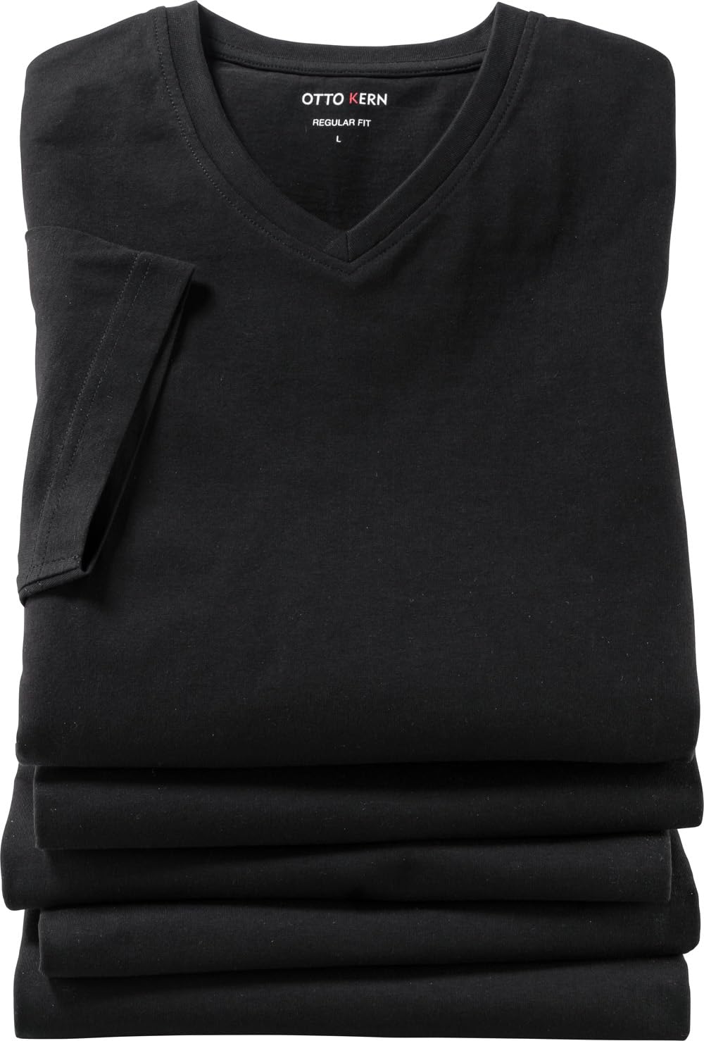 Otto Kern T Shirt Herren im 5er Pack, 5x Kurzarm-Shirts mit V-Ausschnitt, atmungsaktive T-Shirts Herren Schwarz und Weiß aus 100% Baumwolle, Schwarz, Gr. XL