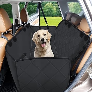 Ashok Enterprises Backseat Cover Protector for Puppy and Seat Extender for Dogs, Scratchproof Waterproof Pet Carseat Cover, Nonslip Dog Hammock for Car SUV Truck