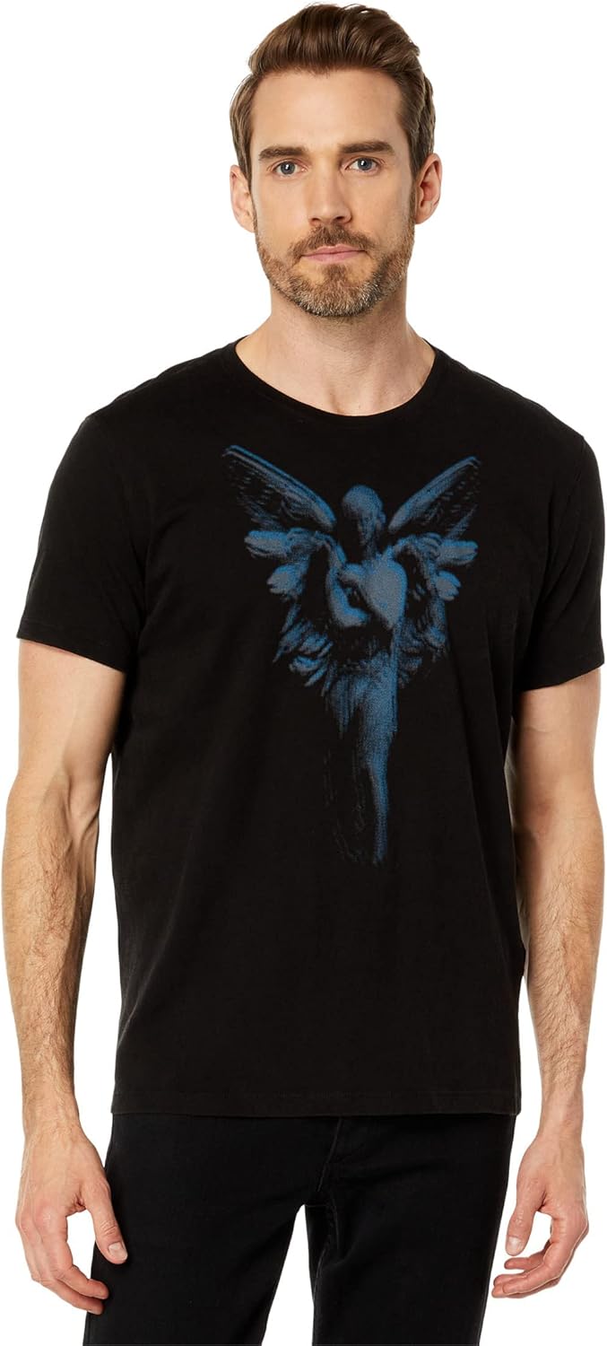 John Varvatos Men's Angel Statue Tee, Black, L Clothing