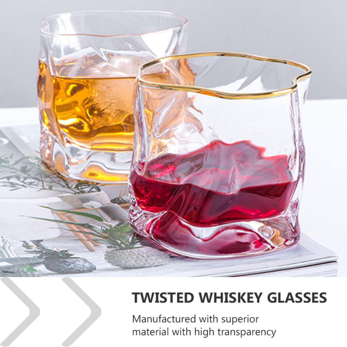 OSALADI Vasos de Whisky de Vidrio Reutilizables y Seguros para Uso en Restaurantes y Hogares, Juego de 3 Piezas Diseño Creativo y Único