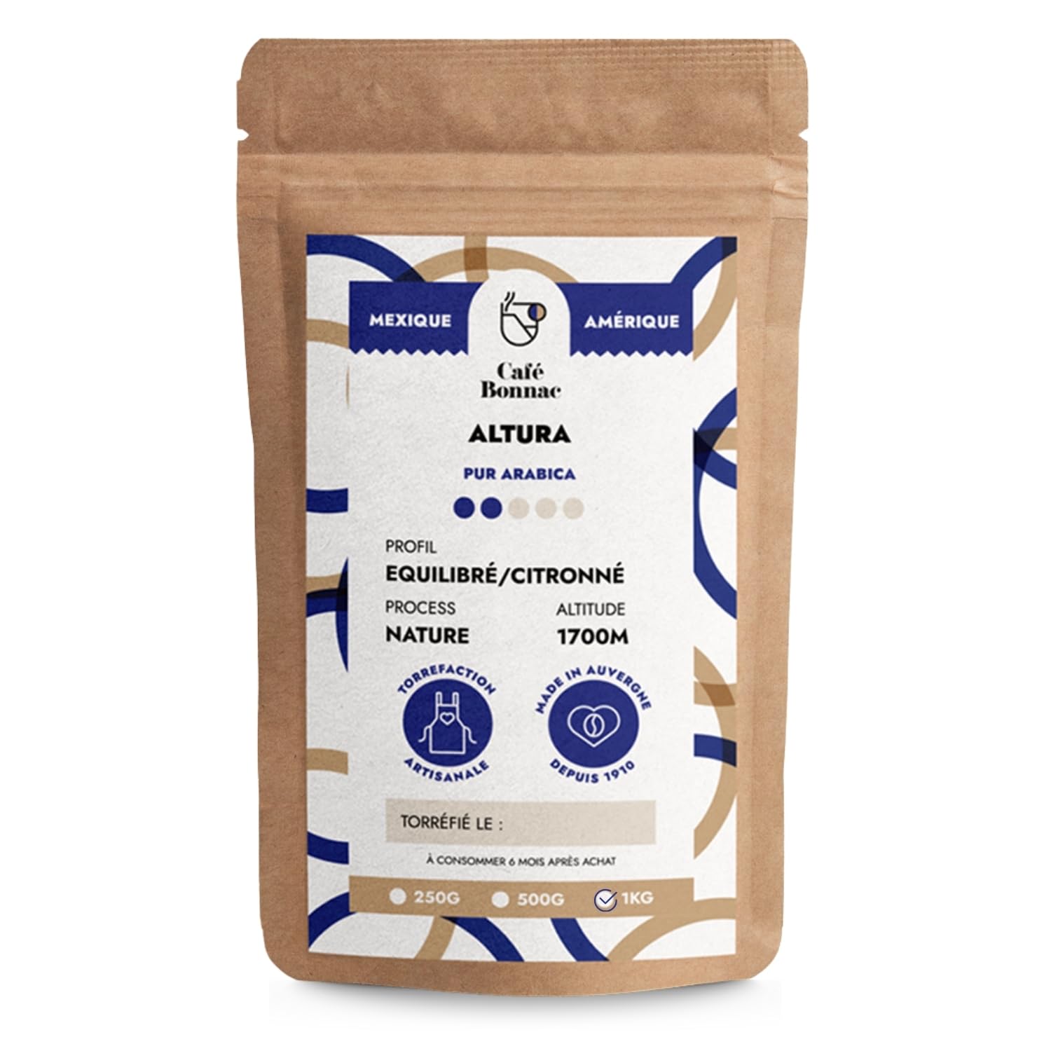 Café Bonnac – Café En Grain Mexique Altura 1kg | 100% Arabica De Montagne | Notes De Cacao, Noisette Et Épices Douces | Grand Cru Équilibré | Torréfaction Artisanale | Machine À Café Grain