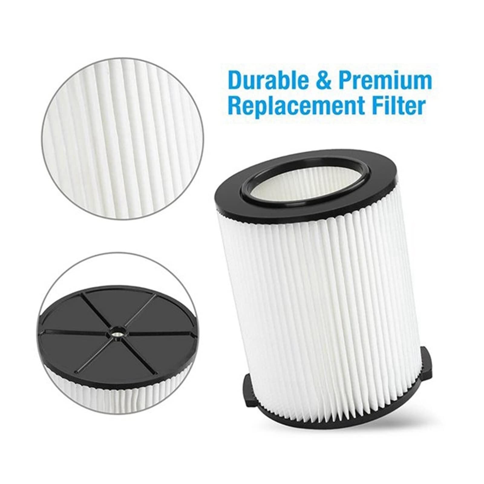 Lipski Reemplazo de Filtro HEPA de aspiradora en seco y húmedo estándar de 2 Piezas, Lavable, Compatible con Filtro de aspiradora Ridgid VF4000 Vac de 5-20 galones