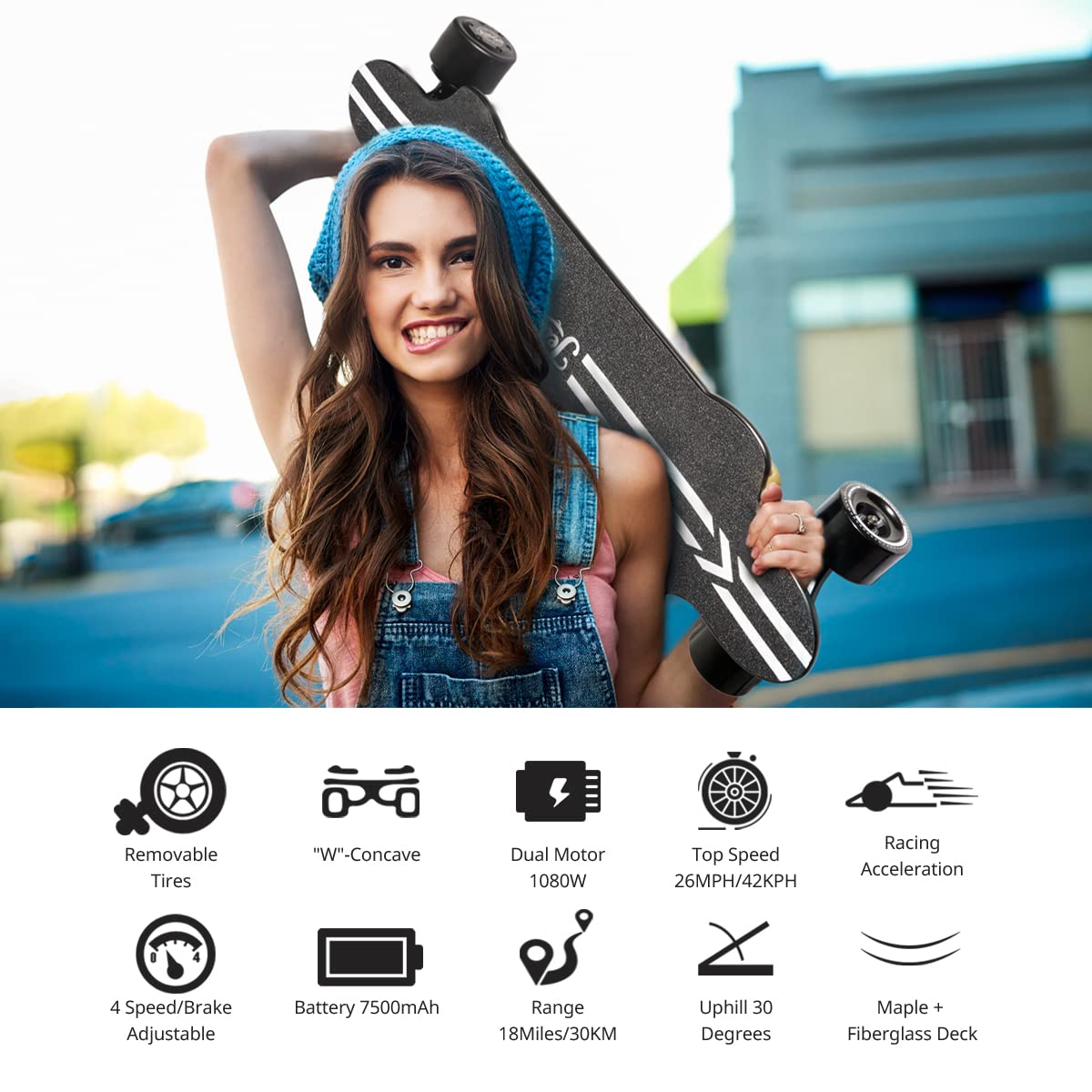 Buy Teamgee H20 Electric Skateboard 39" Longboard with 7.5AH Battery