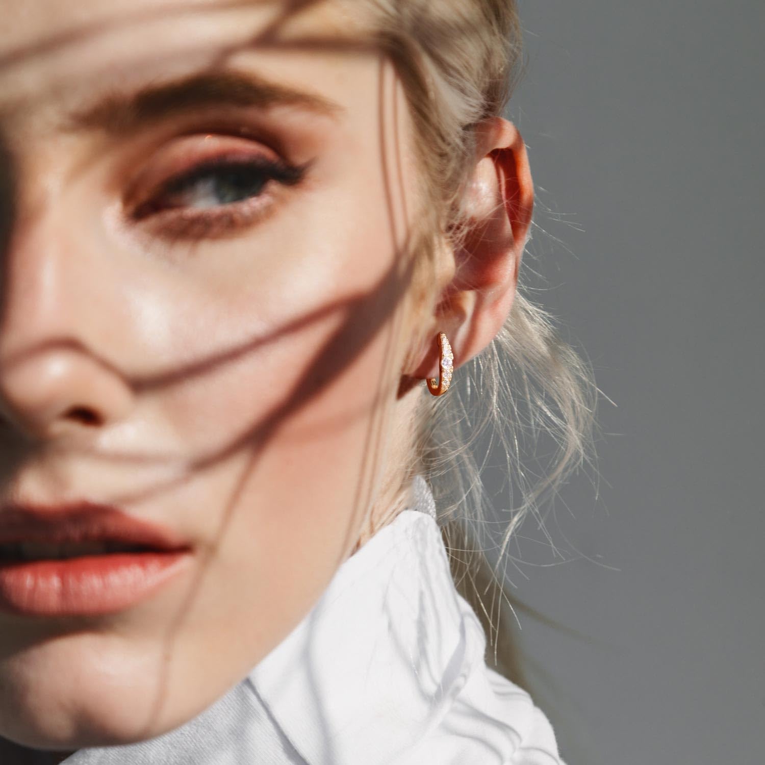 Hoop Earrings Gold Plated Earrings for Women’s Hoop Earring Small Thick Exquisite Diamond 16 mm