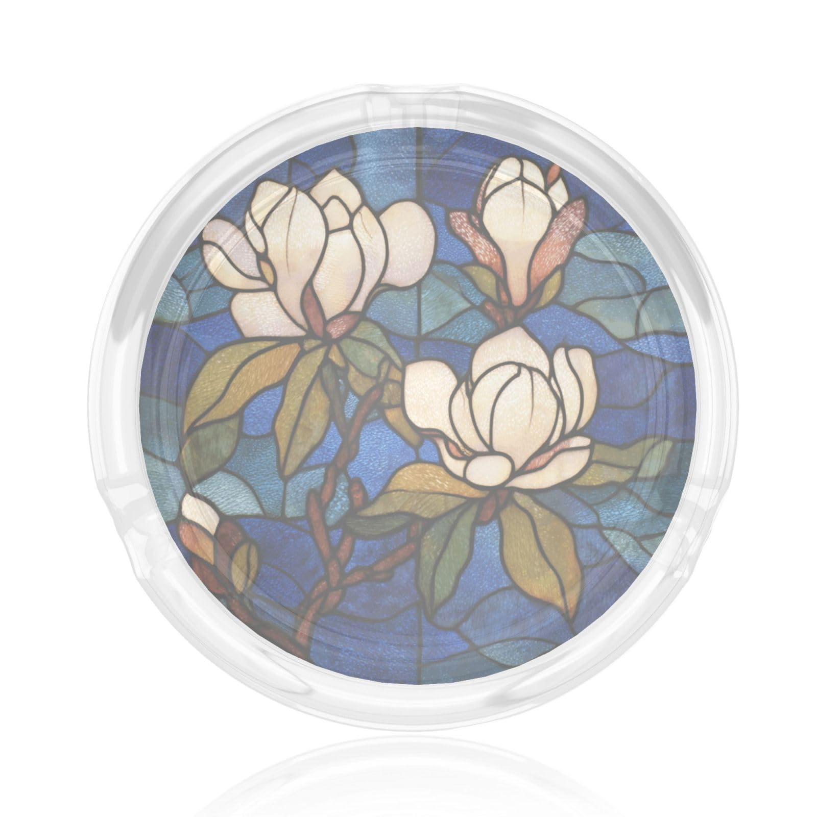 Southern Magnolia Tree Stained Glass Glass Ashtray For Cigarettes Ash Trays Case For Home Office Decor