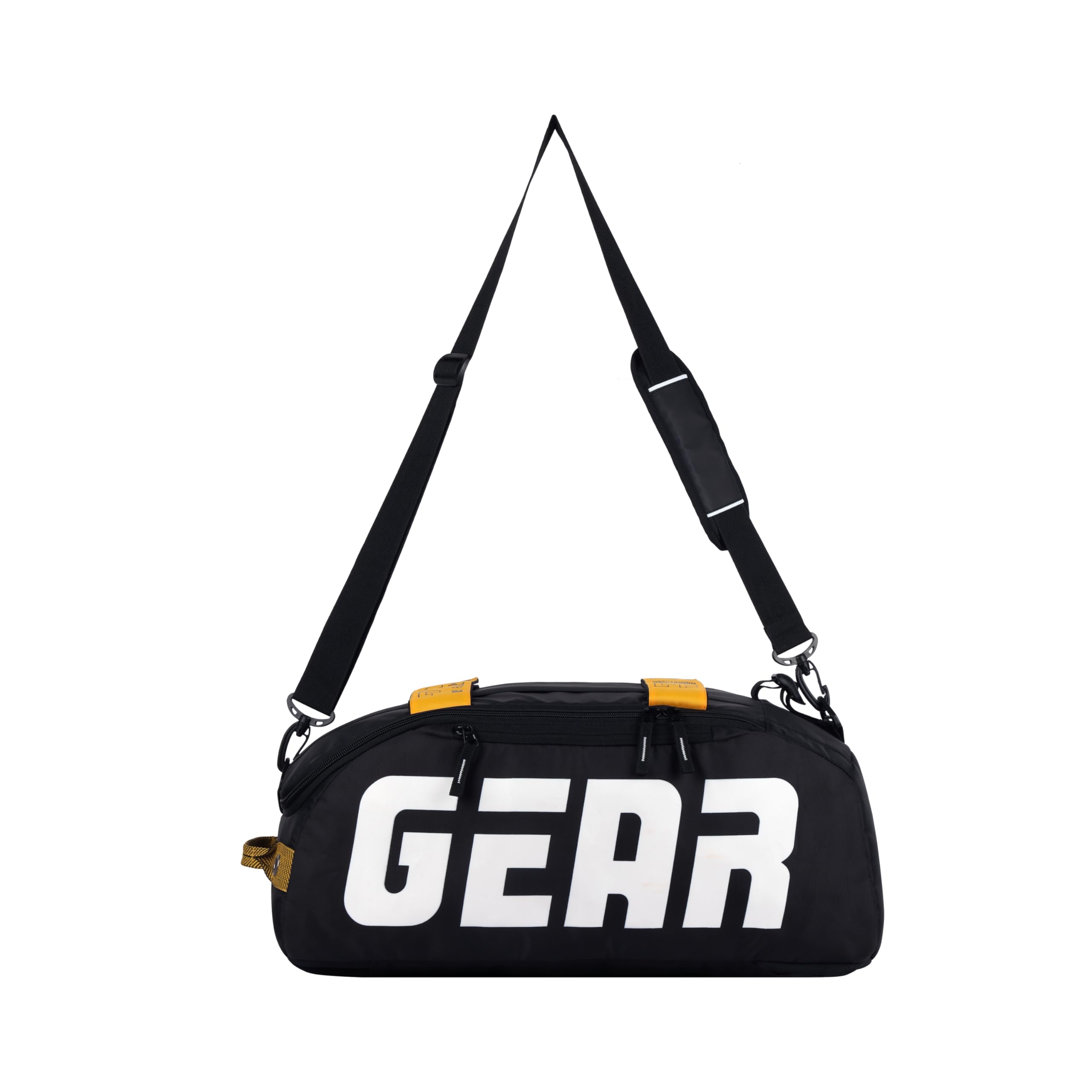 GearPolyester Statement Maxis 3.0 10"/29L Medium Water Resistant Duffle Bag/Travel Bag/Gym Bag for Men & Women(Black-Yellow), 20 cm