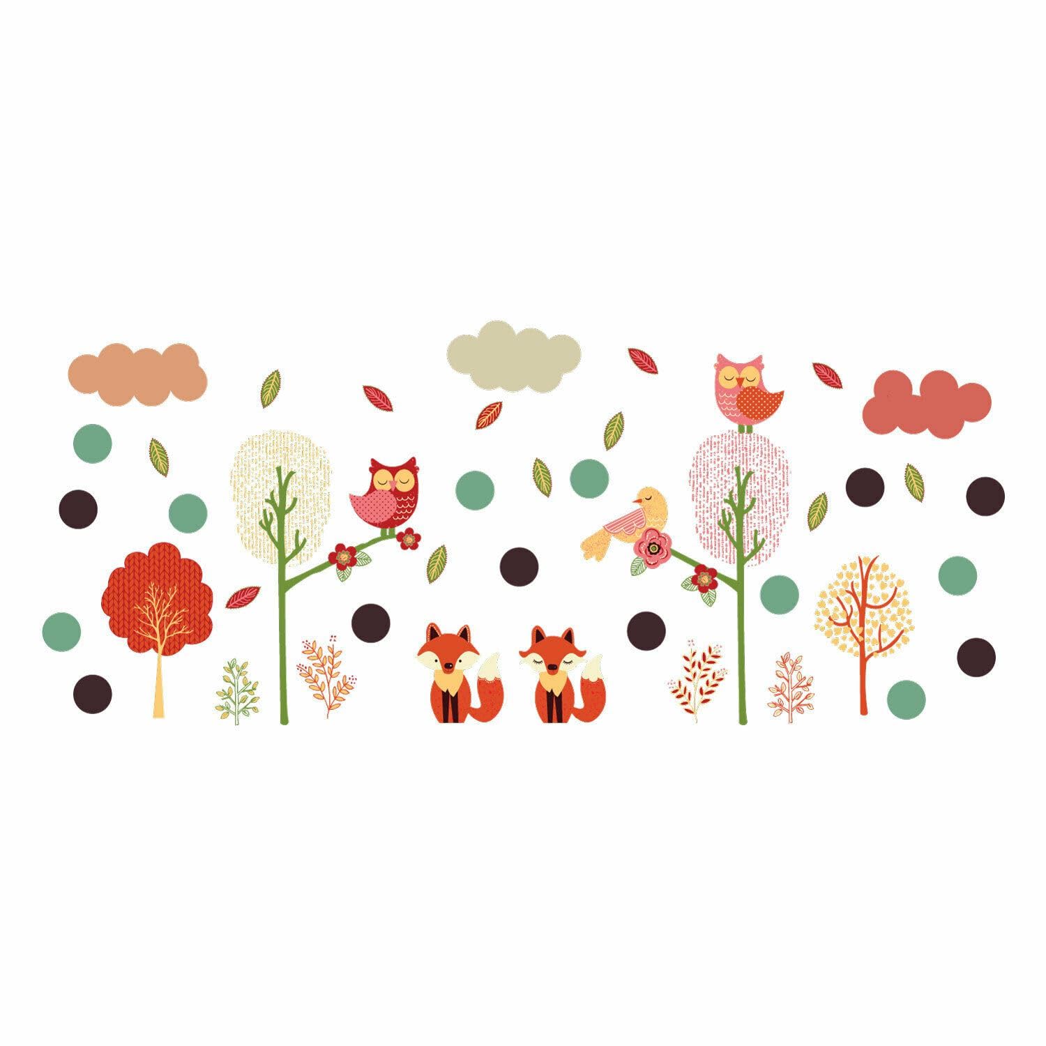 Forest, Fox, Animal, Colourful Dots, Nursery, Cute Kidsroom, Baby, Modern, Children Wall Stickers, Room Decoration, Pattern - Image 4